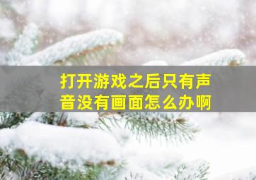 打开游戏之后只有声音没有画面怎么办啊