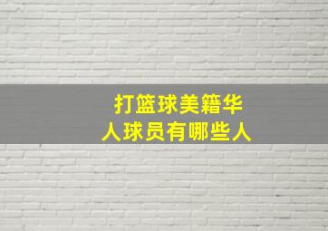 打篮球美籍华人球员有哪些人