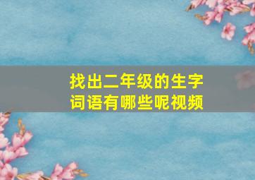 找出二年级的生字词语有哪些呢视频