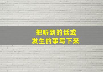 把听到的话或发生的事写下来