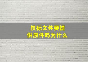 投标文件要提供原件吗为什么