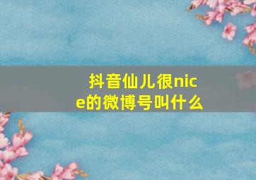 抖音仙儿很nice的微博号叫什么