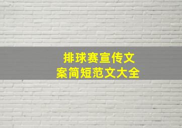 排球赛宣传文案简短范文大全