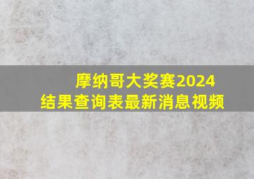 摩纳哥大奖赛2024结果查询表最新消息视频