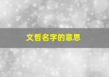 文哲名字的意思