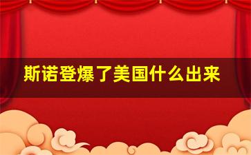 斯诺登爆了美国什么出来