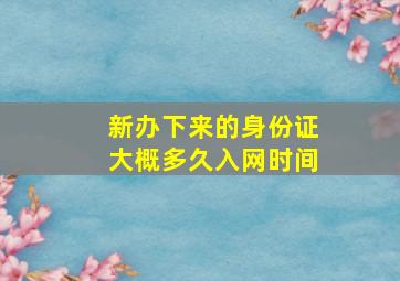 新办下来的身份证大概多久入网时间