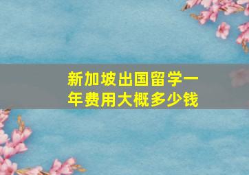 新加坡出国留学一年费用大概多少钱