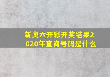 新奥六开彩开奖结果2020年查询号码是什么