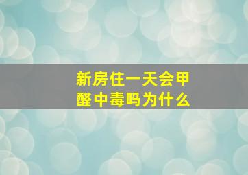 新房住一天会甲醛中毒吗为什么