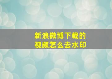 新浪微博下载的视频怎么去水印