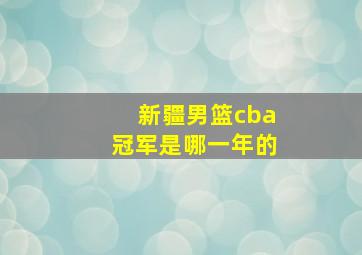 新疆男篮cba冠军是哪一年的