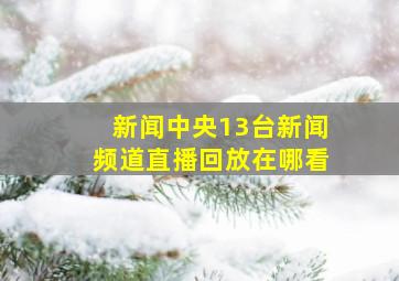 新闻中央13台新闻频道直播回放在哪看