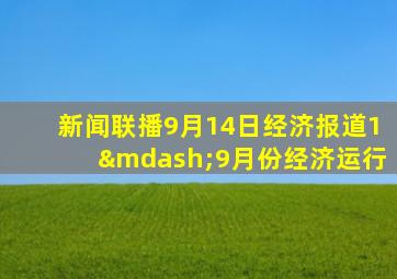 新闻联播9月14日经济报道1—9月份经济运行