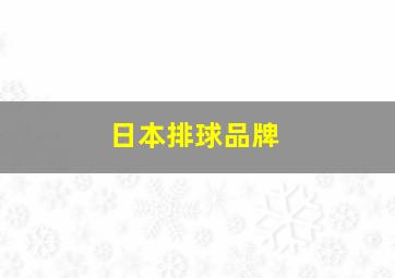 日本排球品牌