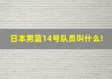 日本男篮14号队员叫什么!