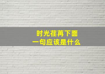 时光荏苒下面一句应该是什么