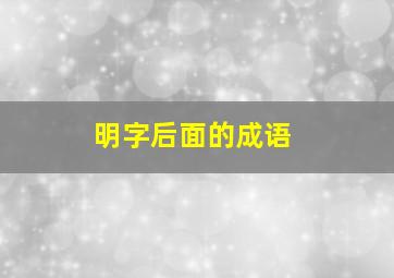 明字后面的成语