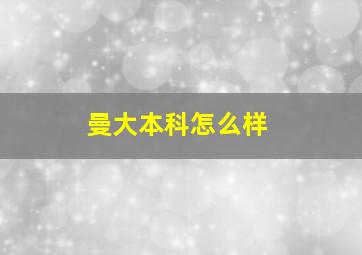 曼大本科怎么样