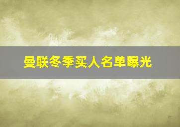 曼联冬季买人名单曝光