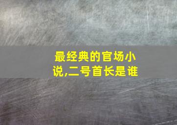 最经典的官场小说,二号首长是谁