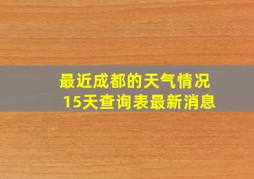 最近成都的天气情况15天查询表最新消息