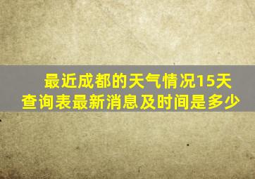 最近成都的天气情况15天查询表最新消息及时间是多少