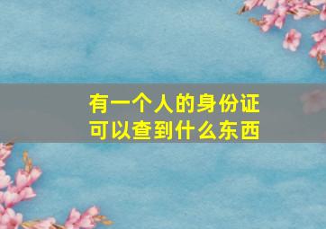 有一个人的身份证可以查到什么东西