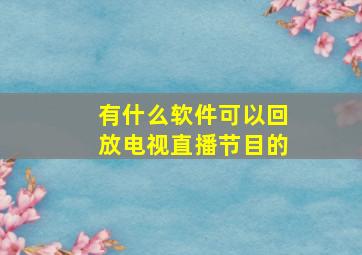 有什么软件可以回放电视直播节目的