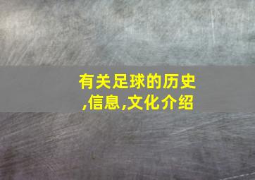 有关足球的历史,信息,文化介绍