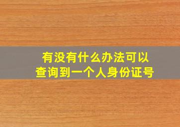 有没有什么办法可以查询到一个人身份证号