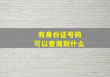 有身份证号码可以查询到什么