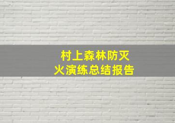 村上森林防灭火演练总结报告