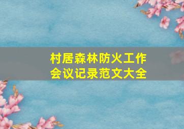 村居森林防火工作会议记录范文大全