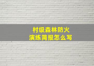 村级森林防火演练简报怎么写