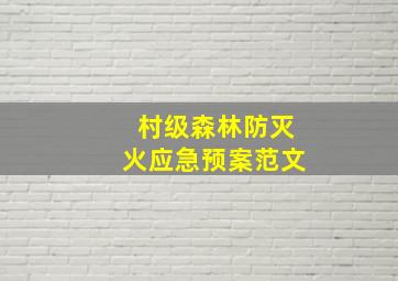 村级森林防灭火应急预案范文