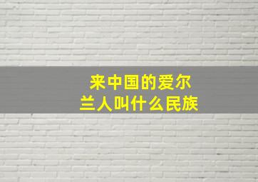 来中国的爱尔兰人叫什么民族