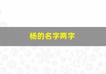 杨的名字两字