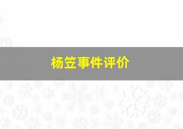 杨笠事件评价