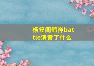 杨笠阎鹤祥battle消音了什么