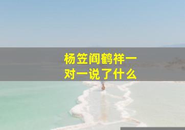 杨笠阎鹤祥一对一说了什么