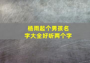 杨雨起个男孩名字大全好听两个字