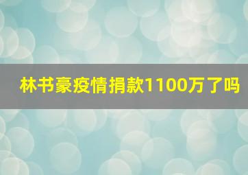 林书豪疫情捐款1100万了吗