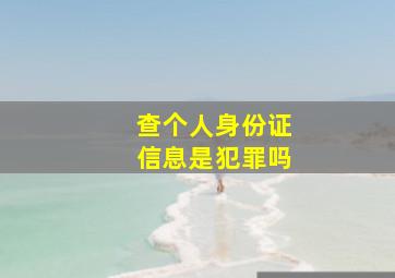 查个人身份证信息是犯罪吗