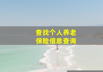 查找个人养老保险信息查询