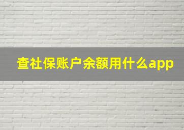 查社保账户余额用什么app