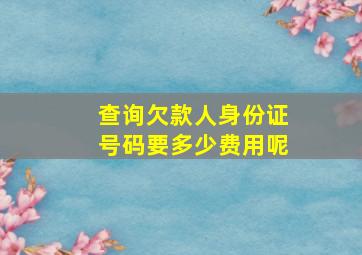 查询欠款人身份证号码要多少费用呢