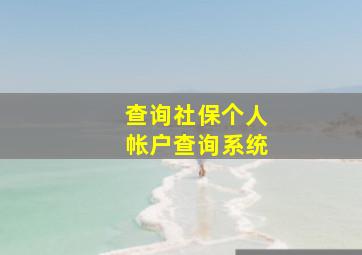 查询社保个人帐户查询系统