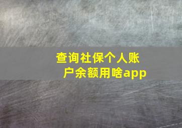 查询社保个人账户余额用啥app