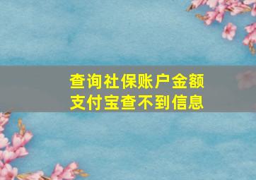 查询社保账户金额支付宝查不到信息